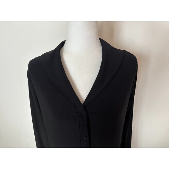 SYMPLI Tunic Top Size 6 Black Lined Collared Heavy Knit Side Pockets Button Up - Picture 2 of 8